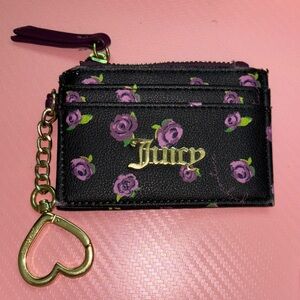 Juicy Couture Black and Purple Floral Key Card Holder